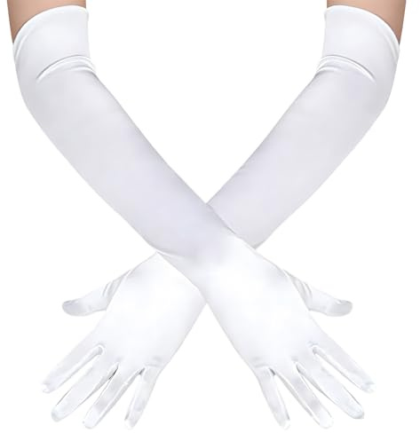Gants Blancs Longs Femme Satin Elegants Robe Ceremonie Danse Balx