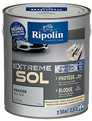 RIPOLIN - Peinture Sol Intérieur & Extérieur Extrême - Haute Résistance - Gravier RAL7035-2,5 Litres