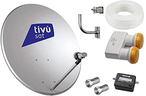 KIT SATELLITE:PARABOLA 80 CM+LNB 2 SATELLITI+CAVO+FINDER+STAFFA+SPINOTTI (CM 60)