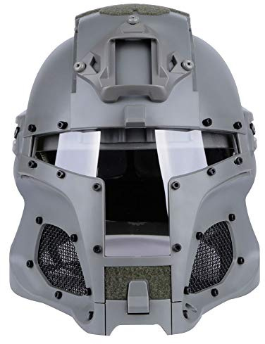 XUE Airsoft Helm mit Maske und Schutzbrille Ausgezeichneter Schutz Full Head Gesichtsmaske Fast Taktische Paintball Helm mit Full Face Gesichtsschutz für Softair Jagd Halloween (Grau)
