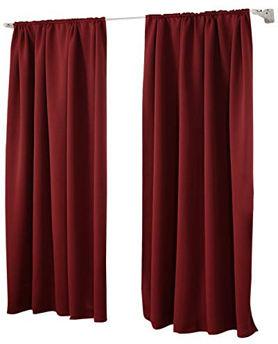 Laneetal 2er Set Gardinen, Verdunklungsvorhänge für Wohnzimmer Kinderzimmer, Blickdicht, Kräusebänder für Schiene, 250 g/m², kälteschutz lichtdicht, 140 x 245 cm, Bordeaux