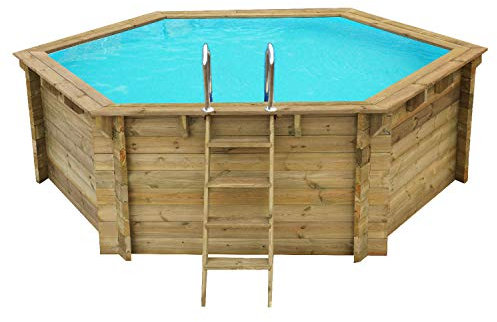 Salone Negozio Online Piscina Esagonale in Legno IMPREGNATO Diametro CM.360X117H
