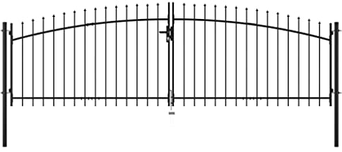 vidaXL Gartentor Doppelflügel mit Speerspitzen Doppeltor Zauntor Gartenpforte Hoftor Flügeltor Gartentür Zauntür Tor Industrietor 400x175cm