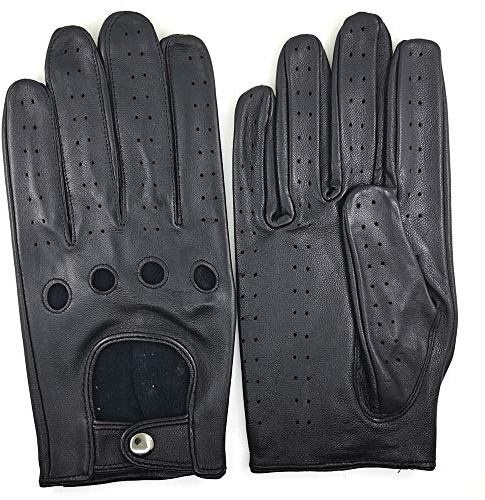 ZLUXURQ Herren Luxus 100% Schaffell Fahrhandschuhe-Weiches hochwertiges Leder