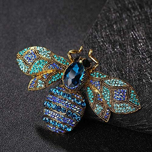 PRAK Broschen & Anstecknadeln Für Damen,Luxuriöse Große Biene Strass Brosche Weihnachtsschmuck Damen Kopftuch Stifte Persönlichkeit Übertrieben Brosche Mantel Schal Zubehör, Blau