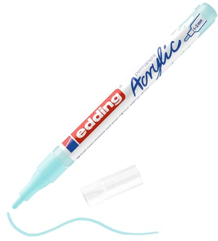 edding 5300 Acrylmarker fein - pastell-blau - 1 Acrylstift wasserfest - feine Rundspitze 1-2 mm - Acryl Farben zum Malen auf Leinwand, Malpapier und Holz - Acrylstifte für Steine