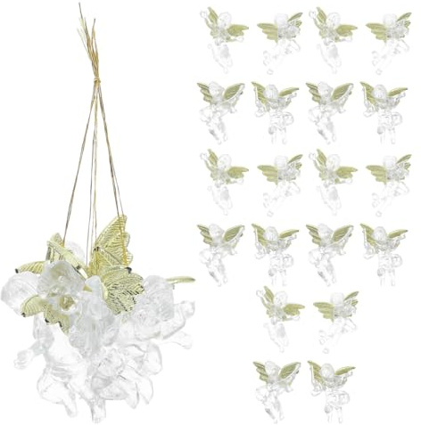 Amosfun 24Pcs Weihnachten Engel Ornamente Set Mini Größe Engel Ornamente Klarglas Hängende Engel für Weihnachtsbaumschmuck 6Cm