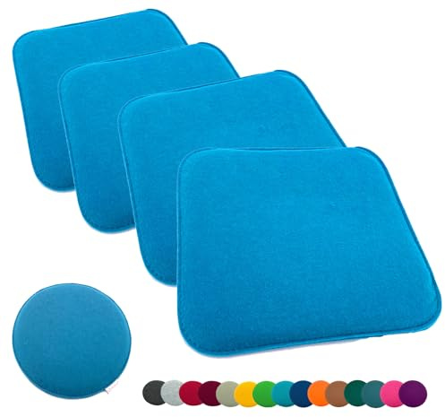 heimtexland ® 4er Pack Sitzkissen Filz Stuhlkissen Bodenkissen Polster Stuhlauflage Indoor Outdoor Kissen eckig Typ631 Filzkissen Aqua 35x35 cm 4 Stück