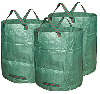 3-Pack Wiederverwendbare Gartenabfallsäcke mit 4 verstärkter Griffen, 67x76cm, Wasserdicht Laubsack Selbststehend, äußerst robust stabil faltbar Yard Waste Bags