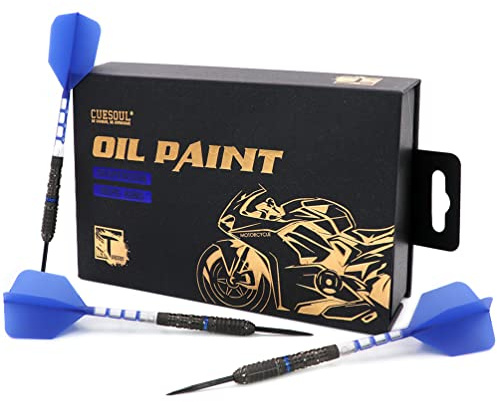 CUESOUL Motorcycle Steel Tip 90% Tungsten Dart Set mit Öllackierung und vereinheitlichendem ROST T19 Flight