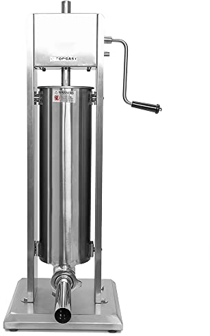 Forgast Profi Wurstfüllmaschine aus Edelstahl | 7L |Silber | Füllrohre | Wurstfüller | Wurstpresse | Wurstmaschine | Entlüftungsventil und Handkurbel