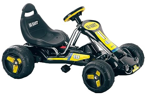 Go Kart for Kids - 4-Wheel Pedal Car with Racing Decals - Indoor/Outdoor Ride on Toys for Boys and Girls Ages 3-7 by Lil’ Rider (Black)