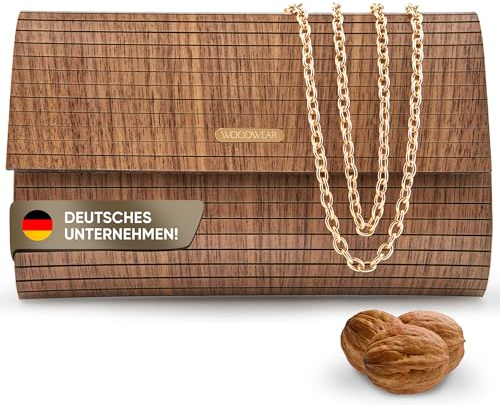 woodwear Holzhandtasche für Damen – Handgefertigte Clutch aus Naturholz – Designer Schultertasche | Vintage Umhängetasche | Exklusives Handgepäck