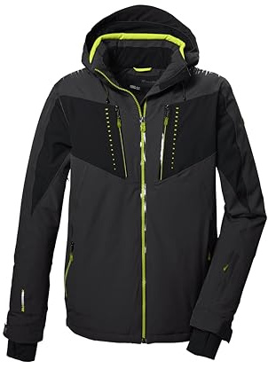 killtec Herren Skijacke/Funktionsjacke mit abzippbarer Kapuze, Schneefang und Unterarmventilation KSW 413 MN SKI JCKT, anthrazit, S, 41983-000