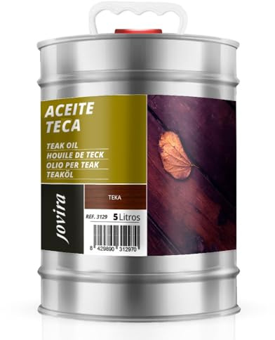 JOVIRA PINTURAS Huile de teck pour bois extérieur, Protection et restauration du bois de teck à l'extérieur. (5 Litres, Teck)