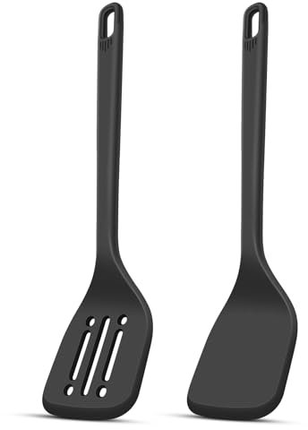 Nilehome Silicone Spatula Set of 2 Pack, High Heat Resistant BPA-Free Premium Food Grade Rubber Spatulas, Stainless Steel Handle Coated with Silicone Spatulas for Scraping, Baking, Cooking, Mixing