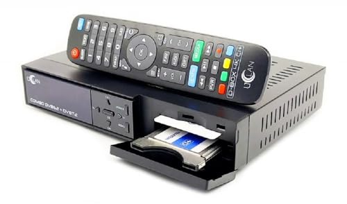 M@TEC UCLAN D-Box 4K UHD Combo Receiver con slot CI+ e lettore di schede, ricevitore satellitare e DVB-T2 per CI Plus, per parabola satellitare via cavo e DVBT2, HDMI, Multistream + cavo HDMI