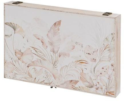 LOLAhome - Tapa Contador Luz o Cuadro Eléctrico de Madera Decorado con Hojas Color Beige de 46x31x6 cm