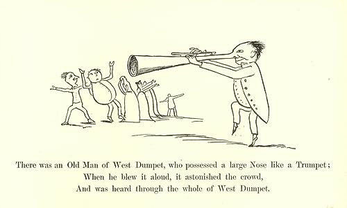 MSTECO Reproduktion Leinwanddruck Und Poster Wandkunst Bild Es Gab Einen Alten Mann in West Dumpet Der Eine Große Nase Wie Eine Trompete Besaß Von Edward Leaars für Wohnkultur 60x90cm