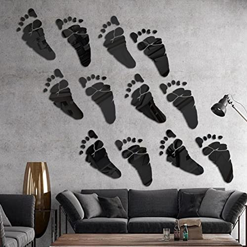 Wandsticker Spiegel abnehmbare Fußform, Spiegel-Wandaufkleber, DIY, klebrige Wandaufkleber, Fuß-Wandaufkleber, Abziehbilder für, Wohnzimmer, Schlafzimmer, Badezimmer Folien Für (Black, One Size)