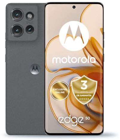 Motorola Edge 50, 24GB (12+12GB RAM Boost)/512GB, Spagna, certificazione militare di durata, display 6,7 pOLED 1.5K, fotocamera 50MP e Zoom ottico 3X, ricarica TurboPower da 68W, custodia, grigio