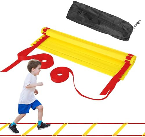 12M Koordinationsleiter Trainingsleiter Fussball Trainingsset Koordinationsleitern Fußball Trainingszubehör mit Tragetasche für Fußball Fußball Geschwindigkeitstraining