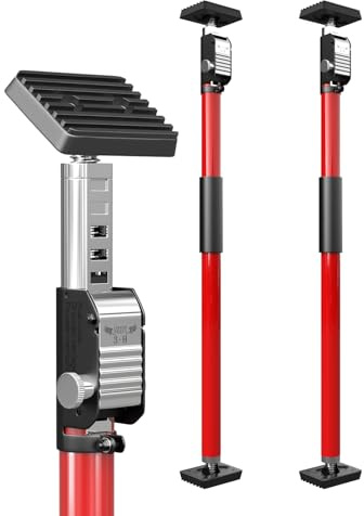 3-H 2X Türspanner Zargenspanner, Teleskopstützen 75-133cm bis 50kg (Rot) | Türzargenspanner Einhandstütze, Montagestütze Höhenverstellbar Stufenlos Türspreizer bis 45°, Stahl Baustütze Teleskopstange