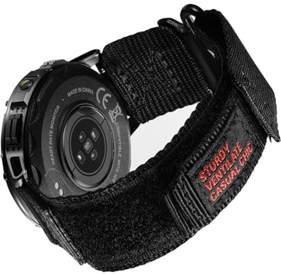 Megalith 22 mm nylonarmband för män ersättning: Kardborreband med snabbkoppling kompatibel med smartwatch och armbandsur – sport justerbart klockarmband svart, Default