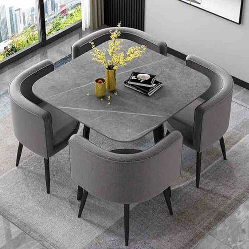 JHDXL Büro-Empfang Quadrat Rezeption Tisch und Stuhl Kombination Verhandlungstisch Meetings Kleine, Besprechungstisch für 4 Personen Büro-Konferenztische(Gray 1)