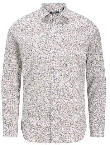 Jack & Jones Jprblablackpool AOP Ls Sn T-Shirt Stretch pour Homme, Blanc., M