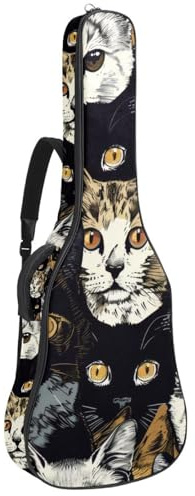 Unterwasser-Gitarrentasche, Korallenmuschel, Marine-Strand-Thema, gepolsterte Tasche für Akustikgitarre, Rucksack mit verstellbaren Schultergurttaschen, Mehrfarbig 04, 42.9x16.9x4.7 in, Lässiger