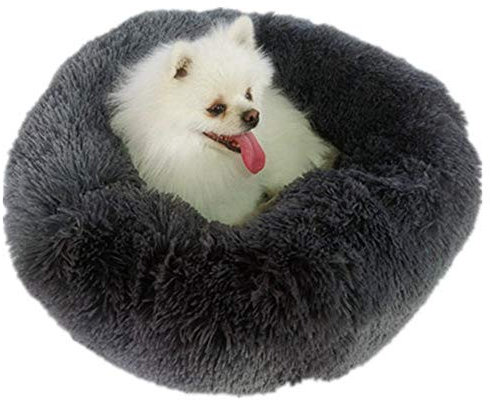 SJHDHDA Warmes Fleece-Hundebett, 50, 60, 70, 80 cm, rundes Haustier-Liegekissen für kleine, mittelgroße und große Hunde und Katzen, Winter-Hundezwinger, Hundewelpenmatte, 4_Durchmesser_50 cm Learned