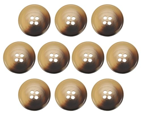 QUARKZMAN 10 stycken färgglada knappar, 23 mm, 4 hål, sy hartsknappar, pysselknappar, runda ersättningsknappar, knappar för kappa, skjortor, kläder, gör-det-själv, hantverk, dekoration, 1#kaffebrun