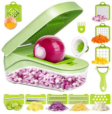 Zhiwei 17-in-1 Gemüseschneider Gemüsehobel Gemüse Schneider – Multifunktionaler Nahrungsmittel Chopper, Perfekt für Kartoffelsalat & Zwiebel Zerkleinerung, Praktische Küchenhelfer