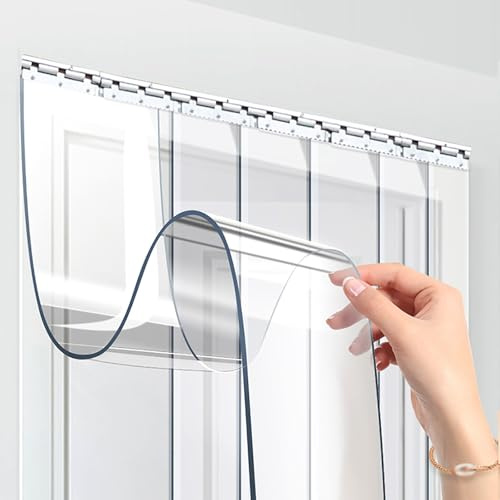 FVTVHEV Tende PVC Trasparente Tenda a Strisce Industriale Lunghezza 180-300 cm larghezza 15 cm Tenda elastica industriale Spessore 2,8 mm Adatto per magazzini fabbriche supermercati(Natural1,15x200cm(