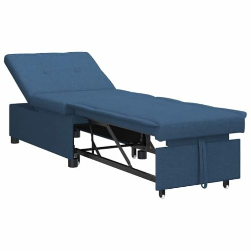 vidaXL Soffbed 3-i-1 i blått tyg | Smart soffa som går att dra ut, perfekt för gästrum och små ytor. Stabil och hållbar ram. Låt ditt rum bli mer avslappnat!