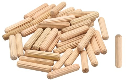 sourcing map 100Pcs Wooden Dowel Pins, M5 x 25mm Straight Dowel Rods Wood Fluted Dowels Rods for Crafts Furniture DIY Hardwood