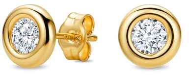 OROVI Ohrringe Gold, 14 k(585) Gelbgold/Weißgold, Diamant Ohrstecker 0.12 Ct/ 0.20 Ct/ 0.50 Ct, Ohrringe Männer/Damen, Ohrstecker Gold, Schmuck Damen, Hypoallergener Schmuck, inkl. Edler Schmuckbox