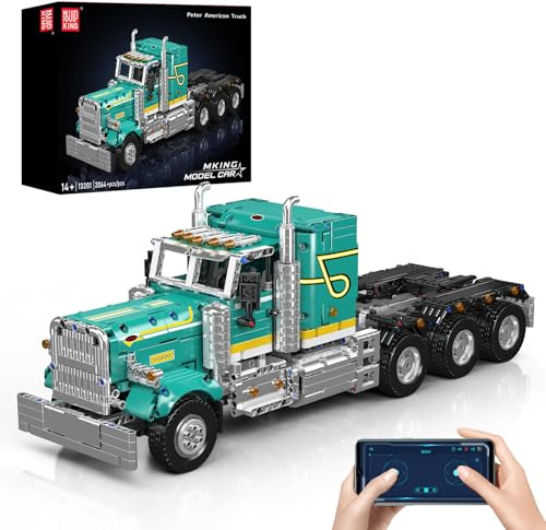 Mould King 13201 Technik LKW Klemmbausteine Bausteine Kit mit Motor, 2064+ Teile App Ferngesteuerte Traktor LKW Modell Klemmblöcke, Bausteine Spielzeug für Jugendliche 14+/Erwachsene