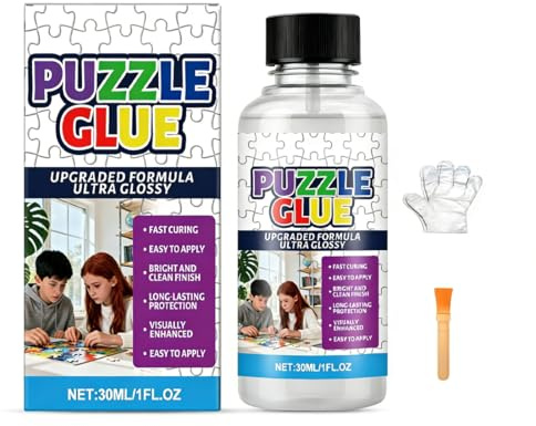 CFEWV Colla Trasparente Per Puzzle, Colla Per Puzzle Con Guanti, Pennello - Sigillante Trasparente Ad Asciugatura Rapida Per 1000-3000 Pezzi - Per Puzzle Di Carta E Legno