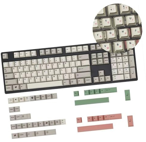 YWLUUOO 149 Retro Keycap Set English/Korean/Japanese/Russian for Mechanical Keyboards Typing Efficiency Gaming Keyboard Keycaps