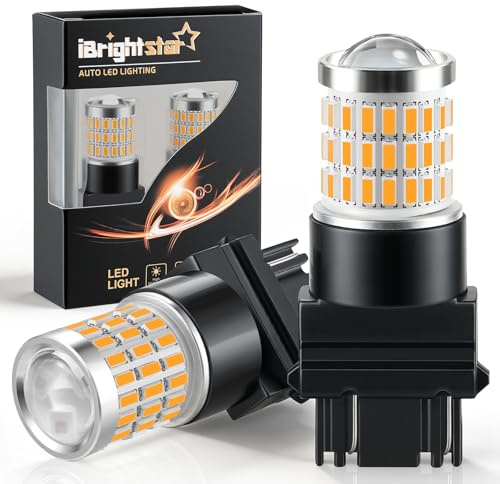 iBrightstar 3157 LED Bulb Amber, 3157a LED Turn Signal Bulbs Super Bright for vehicle Blinker Lights and Turn Signal Lights, 2 Pack