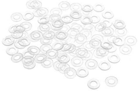 sourcing map 100Stk Flache Unterlegscheibe Nylon M4 Dichtung 8,5mm AD 4mm ID 1mm Dicke Klar für Wasserhahn Rohr Wasserschlauch Isolierung Schrauben