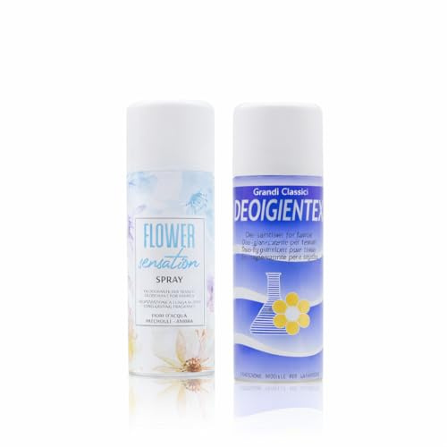 RAMPI Flower Sensation + Desodorante Igientex en spray para proteger los tejidos, higienizante que come olores – Tejidos, interior de coche, zapatos y armarios – Perfume intenso y duradero – 2 x 150