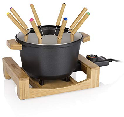 Princess 01.173025.02.001 Fondue Set Pure Black, Bamboo, 800 W, 1.5 liters, Bamboo & Black
