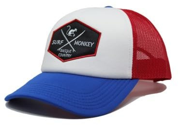 Dressed In Music Rot blau Truckerkappe - Trucker-Schaum-Design mit 5 Panelen - Halbrunder Schirm - Snapback-Verschluss - Surf Monkey® - Basque Country