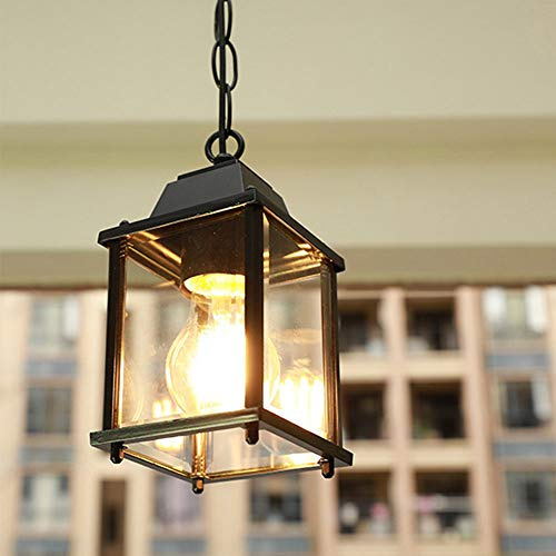 Mengjay Cadena Ajustable Exterior/Interior Colgante de Luz Retro Impermeable Techo Lámpara de araña Villa Pavilion Corredor Patio Exterior Araña E27, para hotel Casa balcón