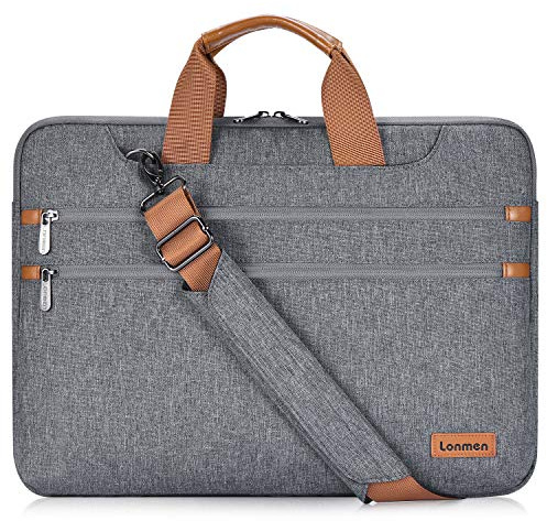 LONMEN 15.6 Inch Laptop Bag, Durable Shockproof Laptop Protective Carrying Case Sleeve for Macbook Pro16/ Lenovo Ideapad/HP EliteBook/Dell XPS/Acer/ASUS,Gray