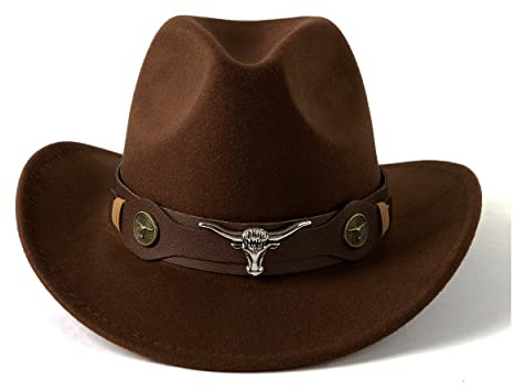 Gossifan Chapeaux de Cowboy Western Classiques pour Femme avec Large Ceinture, café, M