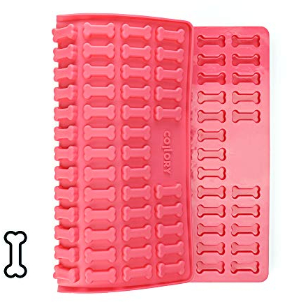 Collory Medium Knochen (3,2cm) Silikon Backmatte, Backform für mittlere DIY Hundekekse und Leckerlis, Knochenbackform, Pralinenform, Schokoladenform, Antihaftend und Lebensmittelecht (BPA-Frei) (Rosa)